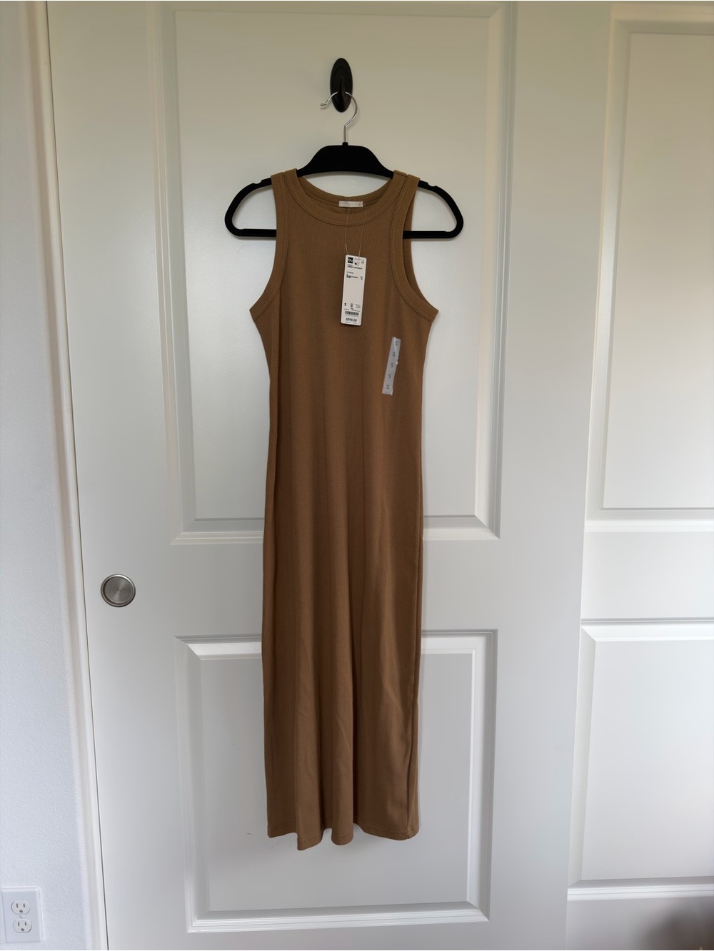 GU Ribbed Narrow Dress in Beige - Picture 1 of 3